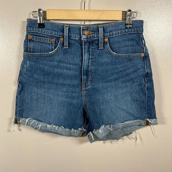 Madewell High-Rise Denim Jean Shorts Size 26 Malden Wash Cutoff Jort Blue - Picture 1 of 8